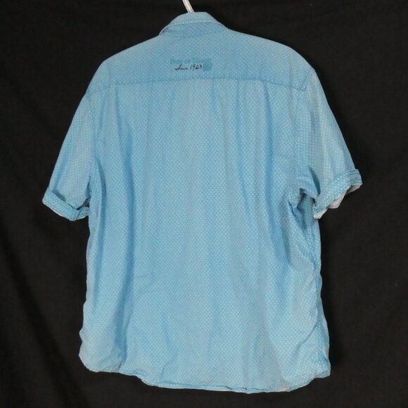 RED WOOD | XXL | Light Blue Dotted Short Sleeve Cotton Shirt | Rolled Cuffs - Picture 2 of 14